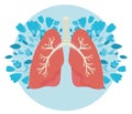 Human lungs on a round background with flowers vector illustration