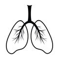 Human lungs, silhouette simple schematic illustration. Sketch drawing of a human lung organ. Clipart medicine