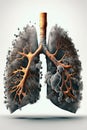 Human lungs with smoke on white background, Unhealthy habit Royalty Free Stock Photo