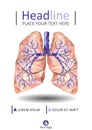 Human lungs with trachea, bronchus, bronchi, carina, in low poly