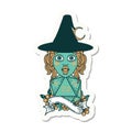 human mage with natural 20 D20 dice roll sticker