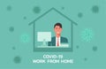 Man work from home to prevent from virus spreading