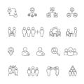 Human management icons. Resource people thin line icons