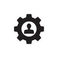 Human manager with gear black icon design.SEO sign.