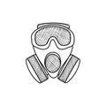 Human Mask Helmet Protection Line Art Design