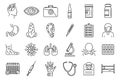 Human measles icons set, outline style
