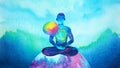 human meditate mind mental health conscious yoga chakra spiritual holistic healing breath peace abstract energy meditation connect Royalty Free Stock Photo