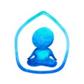 Human meditate mind mental health yoga chakra spiritual healing watercolor painting illustration Royalty Free Stock Photo
