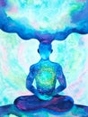 Human meditate mind mental health yoga chakra spiritual healing watercolor painting illustration