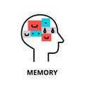 Human Memory icon, flat thin line vector illustration