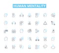 Human mentality linear icons set. Capacity, Perception, Emotion, Intelligence, Instinct, Resilience, Creativity line