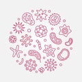 Human microbiota circular vector red outline illustration