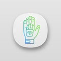 Human microchip implant in hand app icon