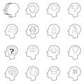 Human mind head icon set outline Royalty Free Stock Photo