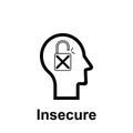 Human mind, insecure icon. Element of human mind icon for mobile concept and web apps. Thin line Human mind, insecure icon can be