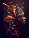 Human Mind in Neon Art Style, Imagination, Creative, Thoughtful, Mind blown concept