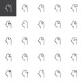 Human mind outline icons set Royalty Free Stock Photo