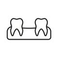 Human Missing Teeth Linear Pictogram. Tooth Lose Line Icon. Lost Baby Teeth. Stomatology Problem. Dentistry Outline