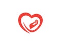 Human mom heart care with hand und Herz logo