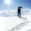Human on mountain, snow, walk