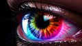 Human multicolored iris of the eye animation concept.