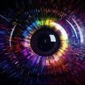 human multicolored iris of the eyes animation concept