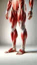 Human muscular system, focusing on the muscles in the legs and lower torso, AI-generated.