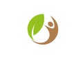 Healthy human nature and leaf in circle for logo design illustration Royalty Free Stock Photo