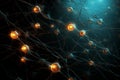 Human nervous system background. Neuron cell in human brain. Neuron under a blue microscope Royalty Free Stock Photo