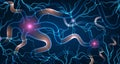 Human Neuron Anatomy Concept. Artificial Neural Network Technology, Science, Medicine