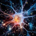 Human neuron low poly anatomy concept. Artificial neural network technology science medicine cloud computing. AI