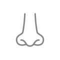 Human nose line icon. Organ of smell, olfactory system symbol