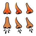 Human nose sneeze cold icons