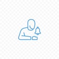 Human and notification or ringing bell vector icon. Person and incoming inbox message graphic icon Royalty Free Stock Photo