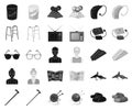 Human old age black,monochrome icons in set collection for design. Pensioner, period of life vector symbol stock web