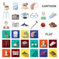 Human old age cartoon icons in set collection for design. Pensioner, period of life vector symbol stock web illustration