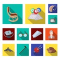 Human old age flat icons in set collection for design. Pensioner, period of life vector symbol stock web illustration.