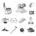 Human old age monochrome icons in set collection for design. Pensioner, period of life vector symbol stock web