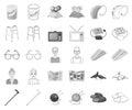 Human old age monochrome,outline icons in set collection for design. Pensioner, period of life vector symbol stock web