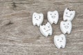 Human oral health concept - cute healthy and crying decayed teeth