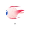 Human organ collection. Vector flat modern anatomical icon color illustration. Eyeball vision sense symbol. Side view. Health care