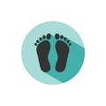Human organ. Feet icon with shade on green circle Royalty Free Stock Photo