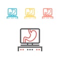 Human Organ Stomach Line Icon on the monitor.