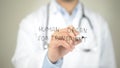 Human Organ For Transplant , Doctor writing on transparent screen Royalty Free Stock Photo