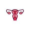 Human organ uterus line icon. Isolated vector element.