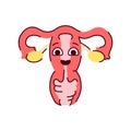 Human organ uterus color line icon. Mascot of emotions.