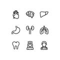 Human Organs icon set. Line icons, signs and symbols in flat linear design Medicine and healthcare Royalty Free Stock Photo