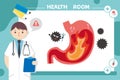 Human Organs: Illustration of Various Stomach Sick Symptoms. healthcare vector