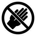 Human palm hand ban solid icon, prohibited elements concept. Vector graphics. Hand touch, touching forbidden sign on