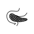 Human pancreas intestine sign. Simple line vector icon